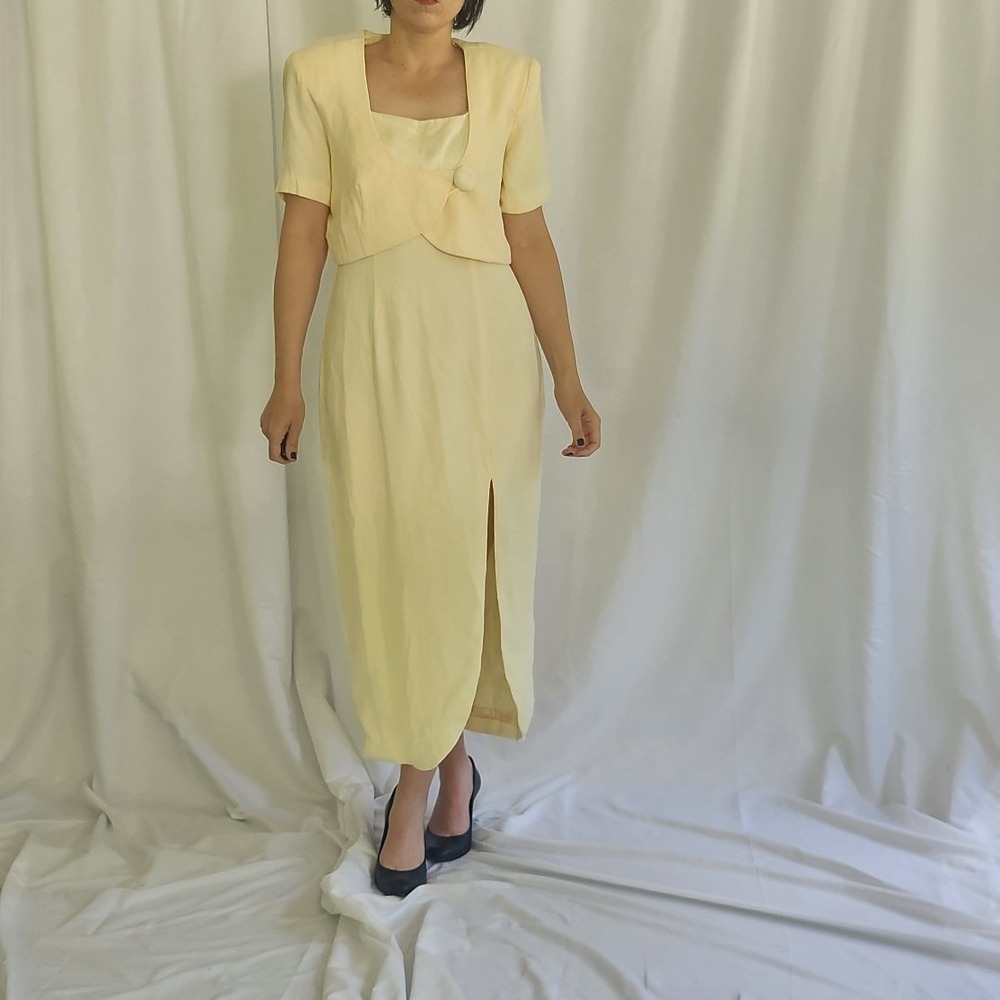 90s Cream Sleeveless Gown with Jacket